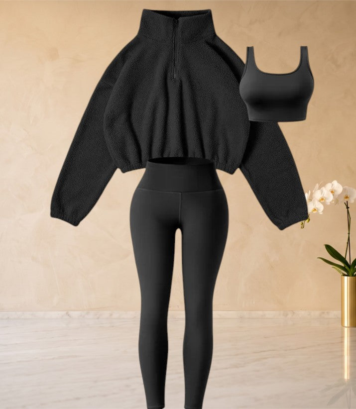 PHANTAZ Women's Fleece Three-Piece Casual Set