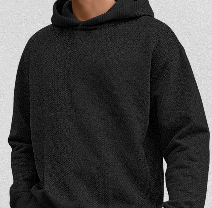 PHANTAZ Men's Textured Jacquard Hoodie