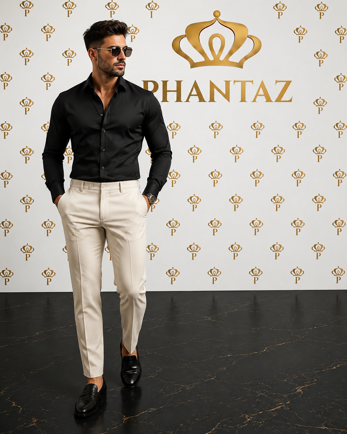 Men's Premium Black Long Sleeve Shirt | PHANTAZ