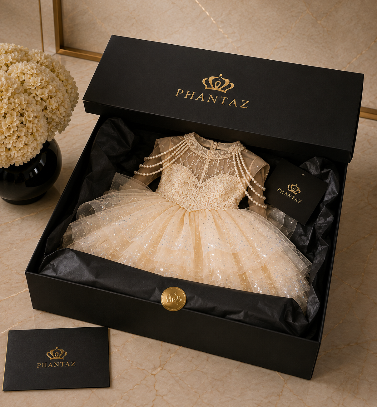 Girls Champagne Princess Occasion Dress – PHANTAZ