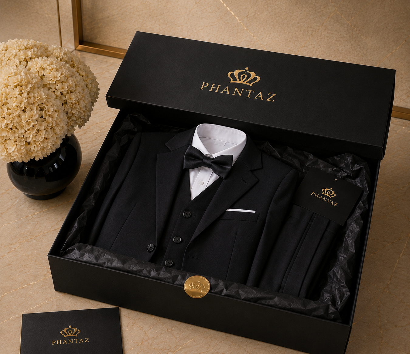 Boys Black 5-Piece Formal Suit Set – PHANTAZ