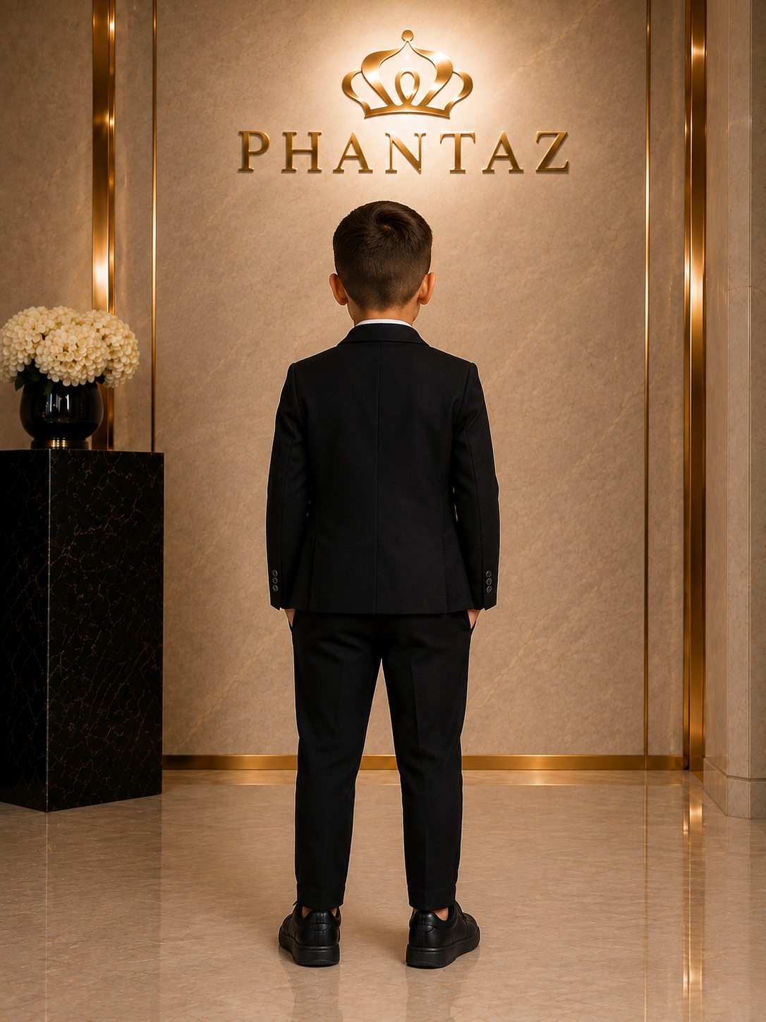 Boys Black 5-Piece Formal Suit Set – PHANTAZ