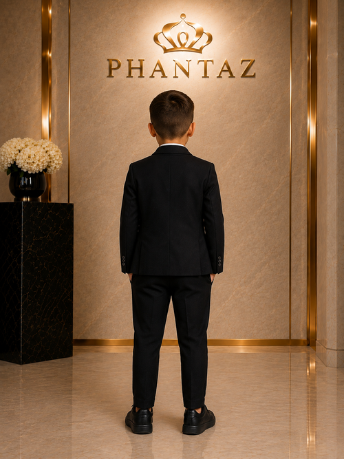 Boys Black 5-Piece Formal Suit Set – PHANTAZ