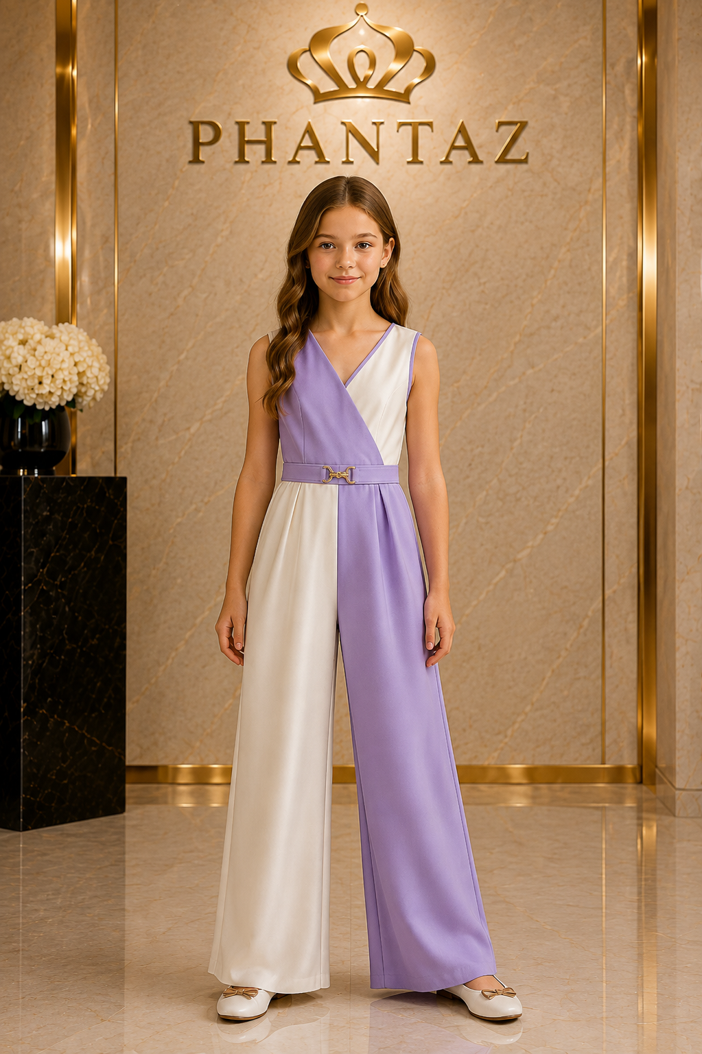 Girls Lilac & Ivory Jumpsuit & Jacket Set – PHANTAZ
