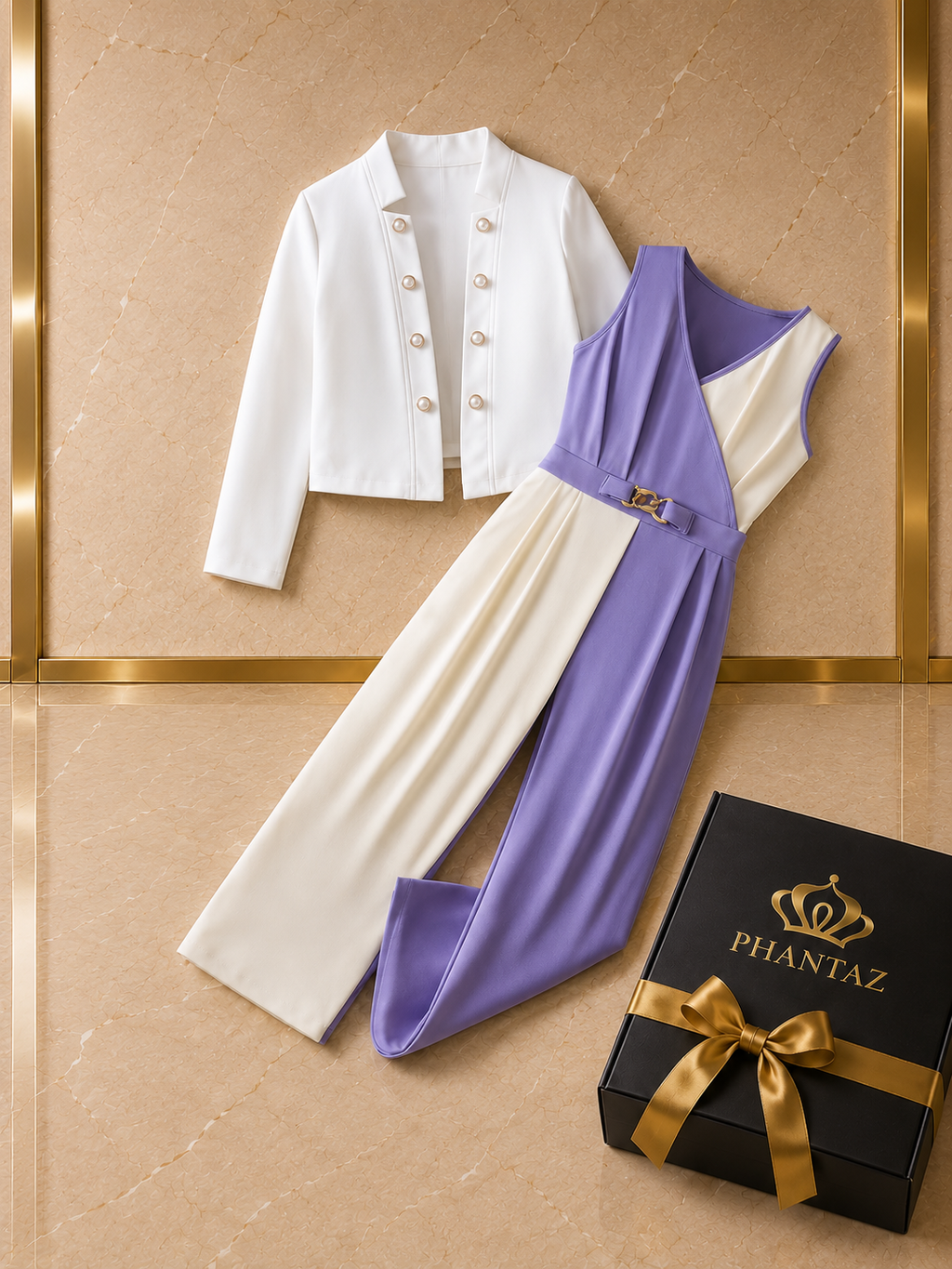 Girls Lilac & Ivory Jumpsuit & Jacket Set – PHANTAZ