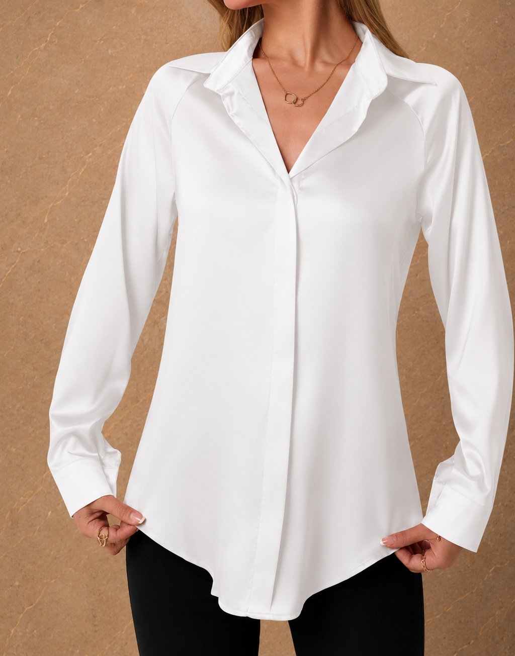Women's White Satin Shirt & Black Tailored Trouser Set – PHANTAZ