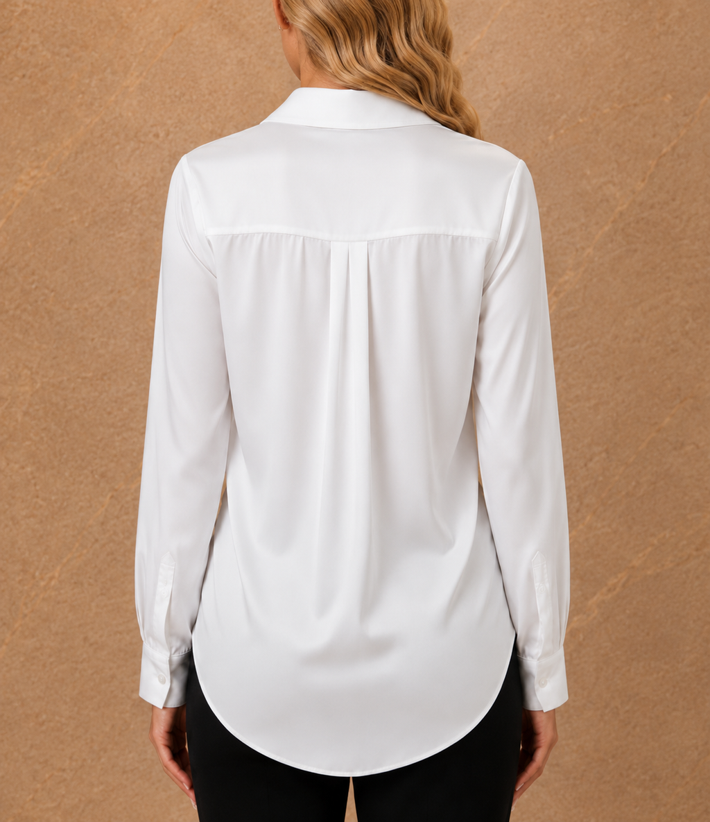 Women's White Satin Shirt & Black Tailored Trouser Set – PHANTAZ