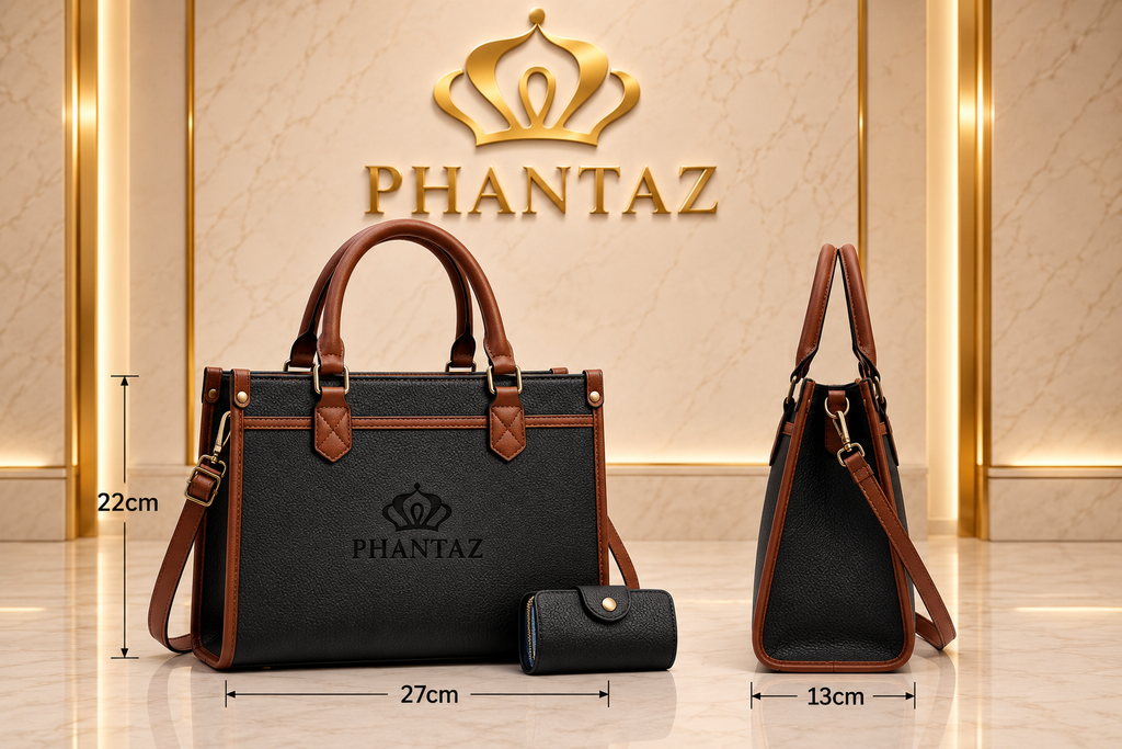 Pebbled PU Tote Bag with Card Holder – PHANTAZ