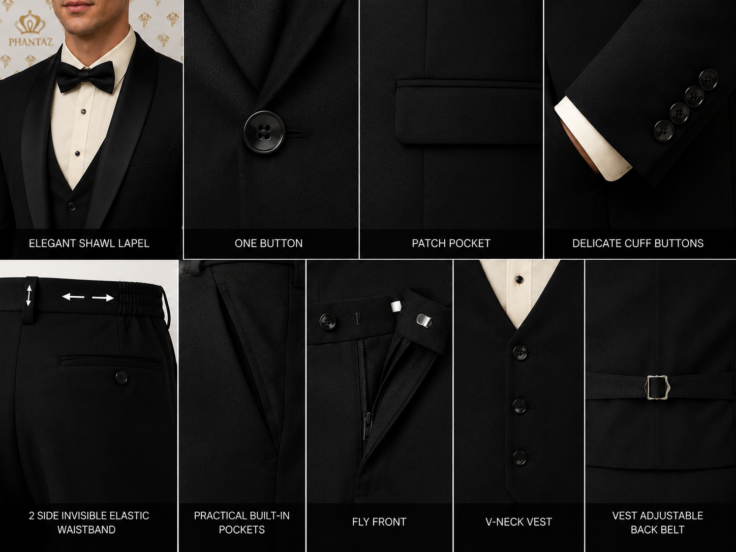 Noir 3-Piece Suit PHANTAZ