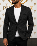 Noir Textured Slim Fit Blazer | PHANTAZ