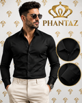 Men's Premium Black Long Sleeve Shirt | PHANTAZ