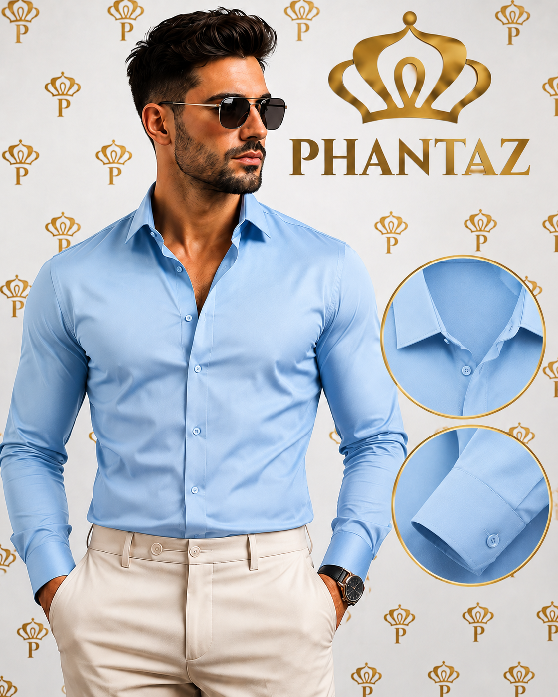 Men's Premium Black Long Sleeve Shirt | PHANTAZ