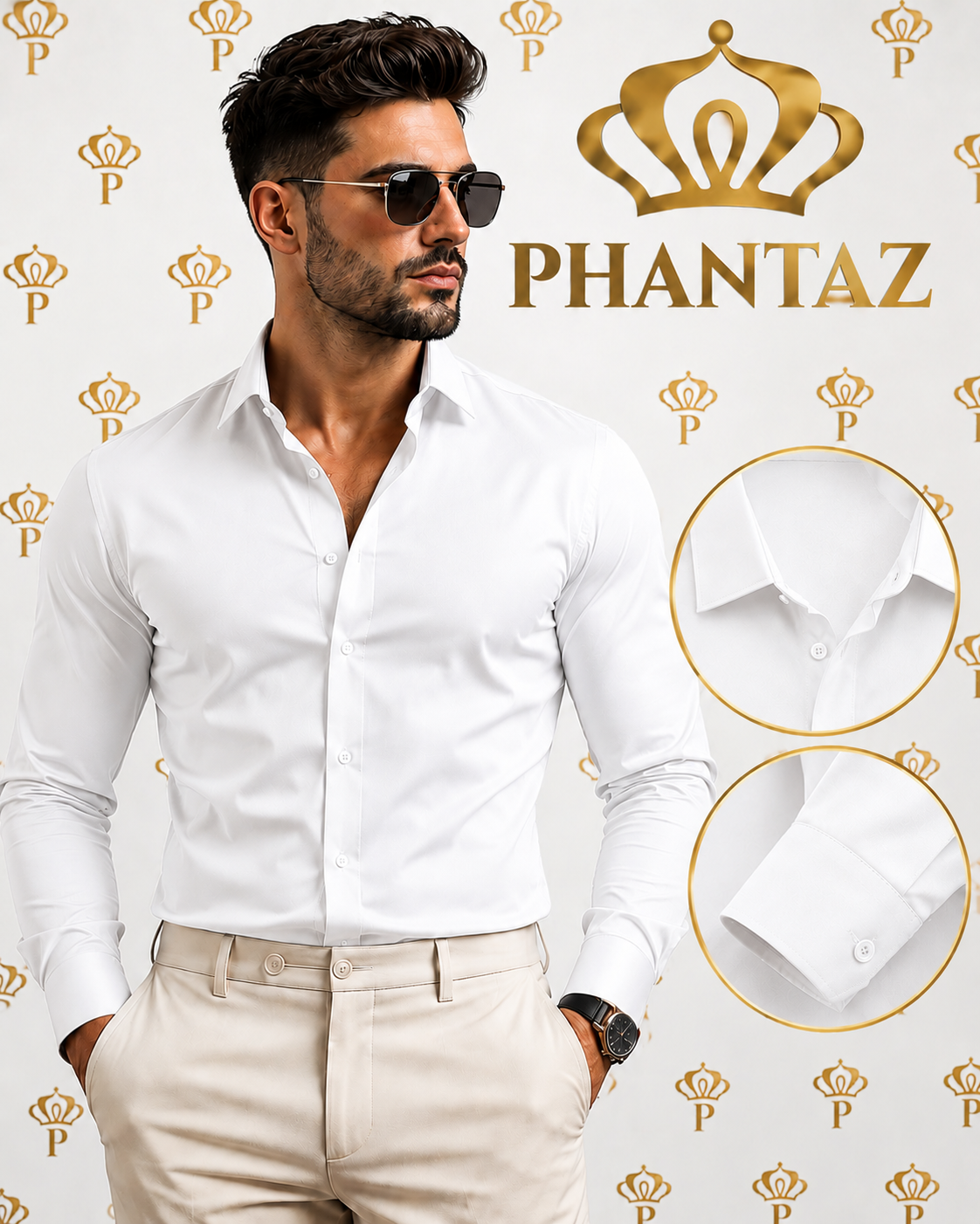 Men's Premium Black Long Sleeve Shirt | PHANTAZ