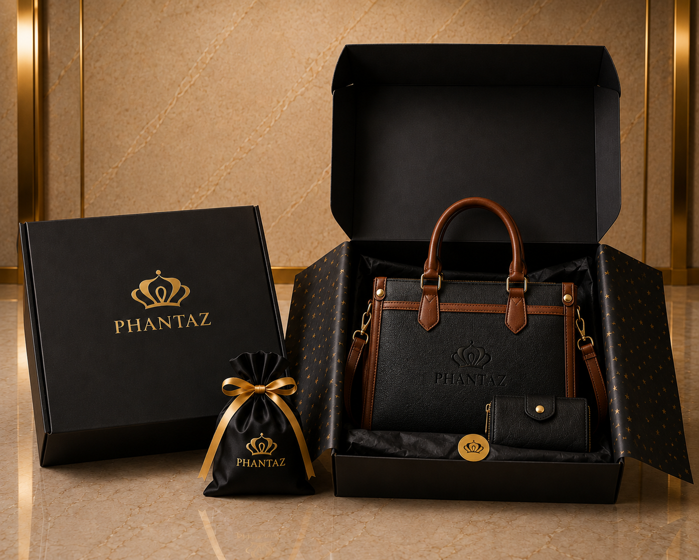 Pebbled PU Tote Bag with Card Holder – PHANTAZ