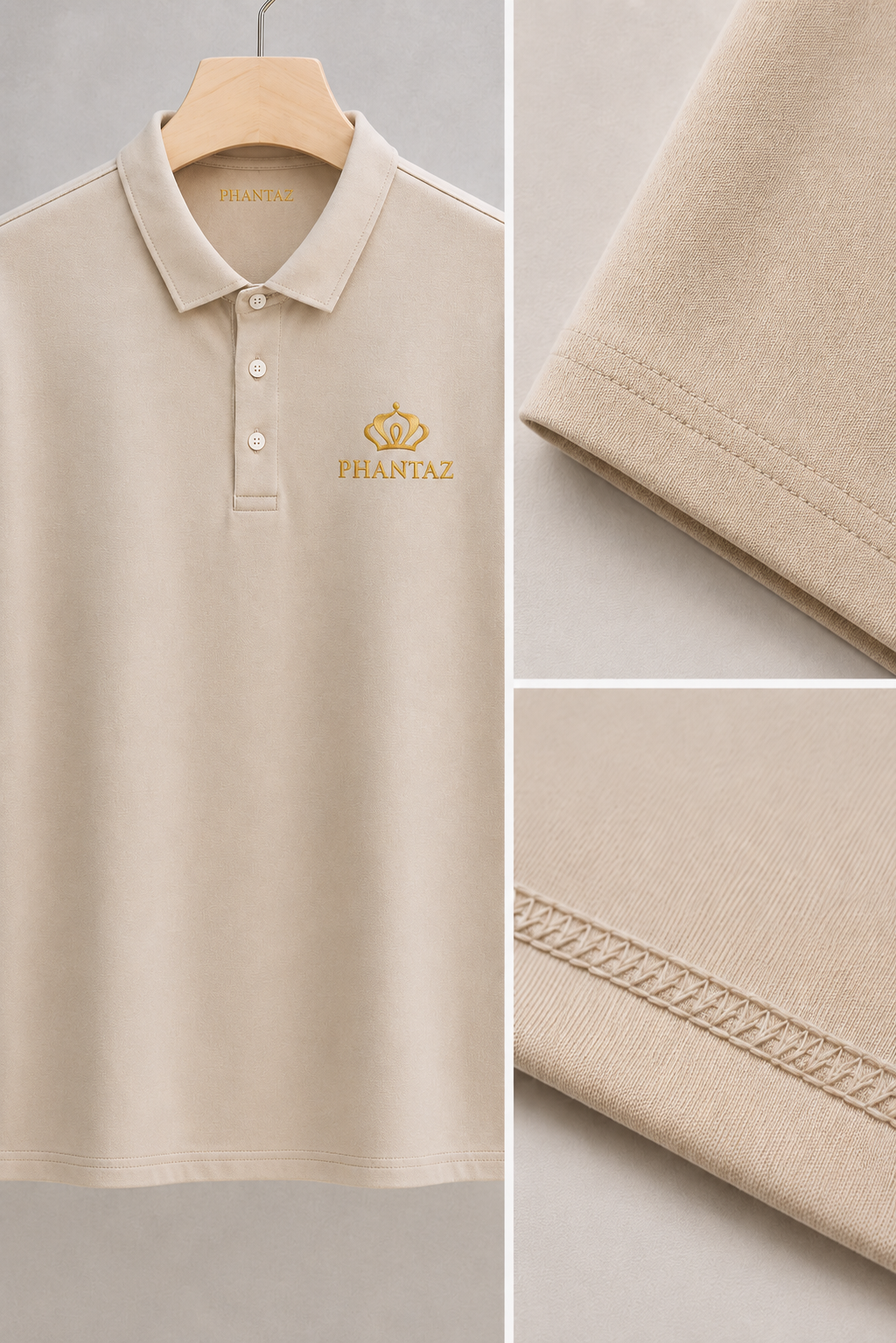 Men’s Premium Short Sleeve Polo Shirt – Cream | PHANTAZ