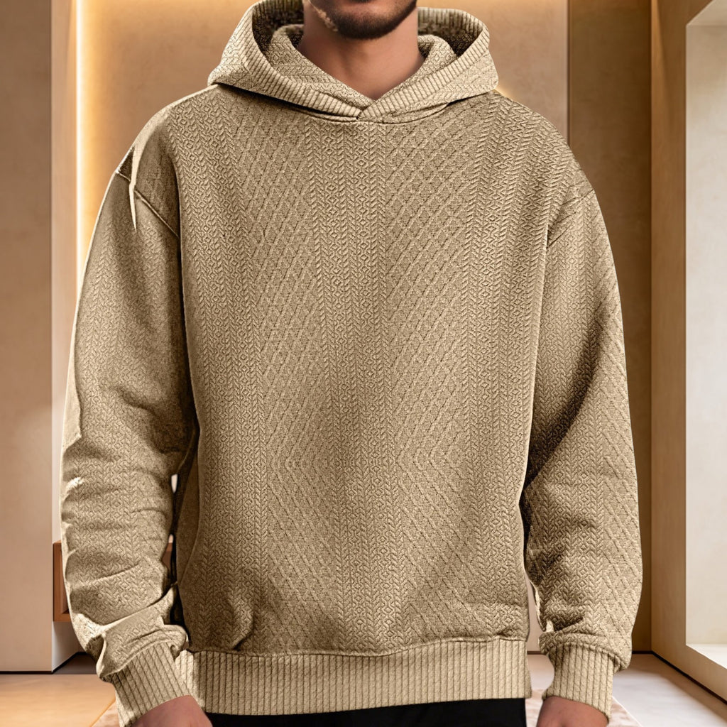PHANTAZ Men's Textured Jacquard Hoodie