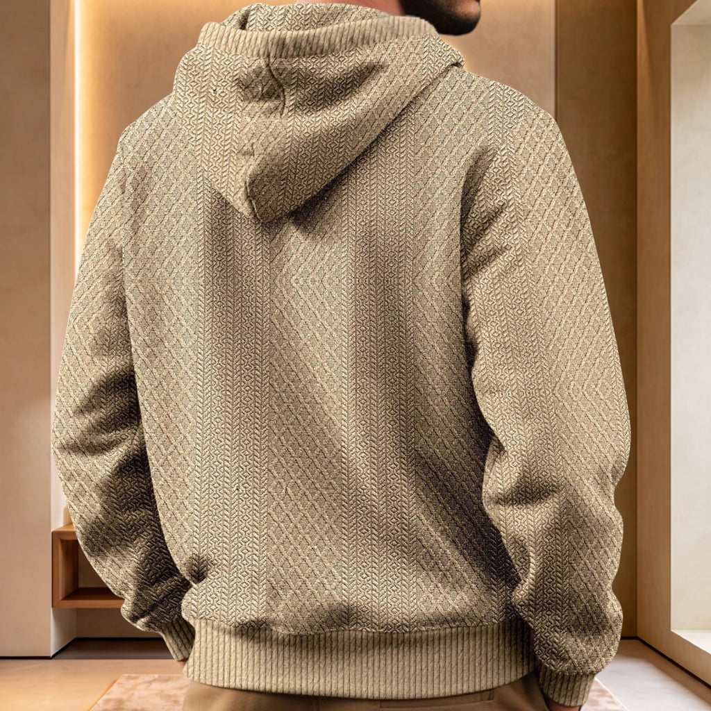 PHANTAZ Men's Textured Jacquard Hoodie