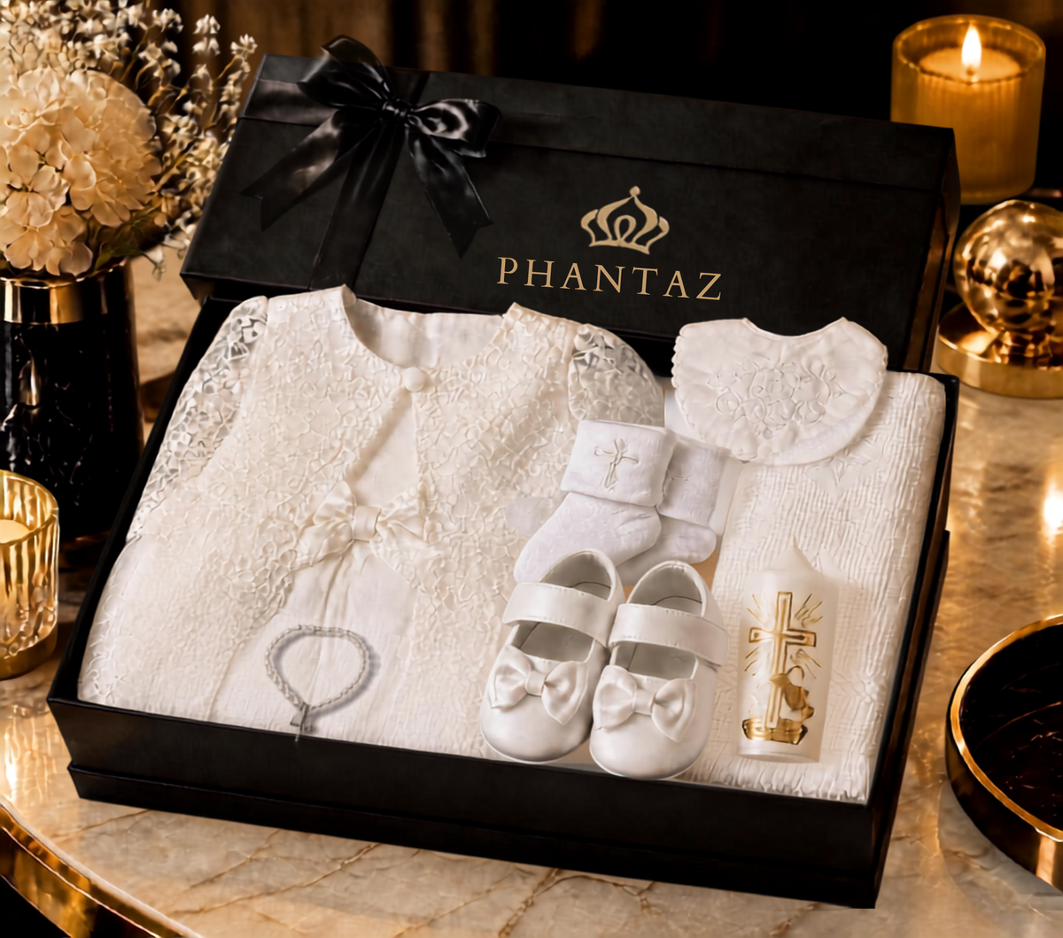 PHANTAZ Baby Girl Luxury Christening Set