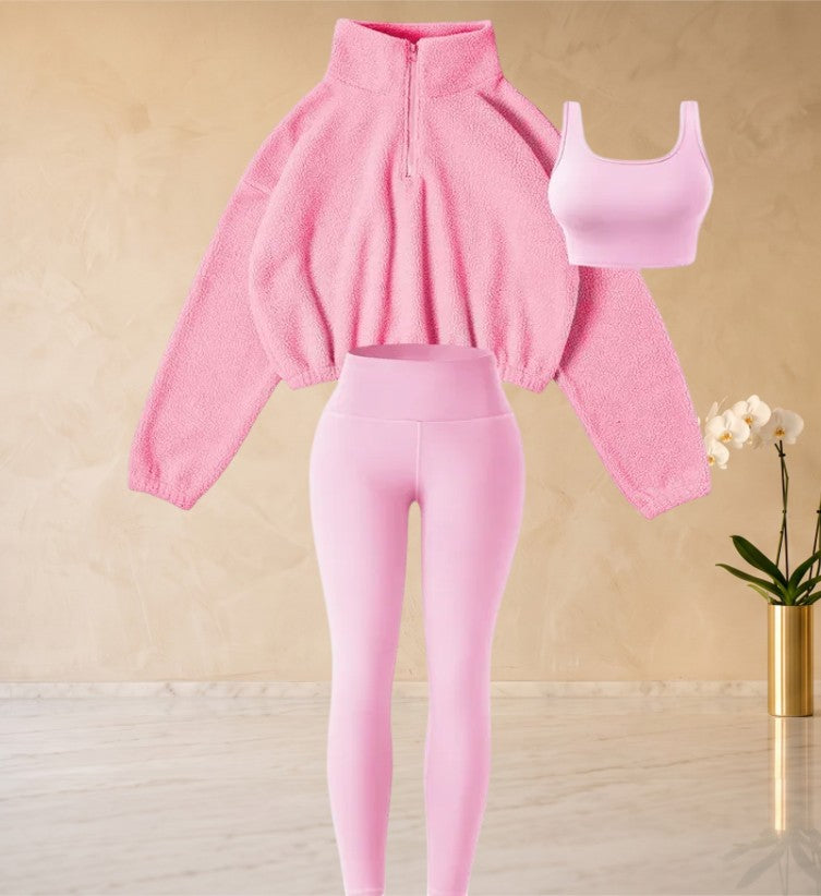 PHANTAZ Women's Fleece Three-Piece Casual Set