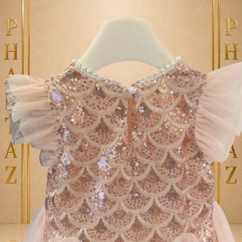 PHANTAZ Girls Pink Lace Tulle Princess Occasion Dress