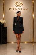 Women’s Elegant Black Blazer Mini Dress | PHANTAZ