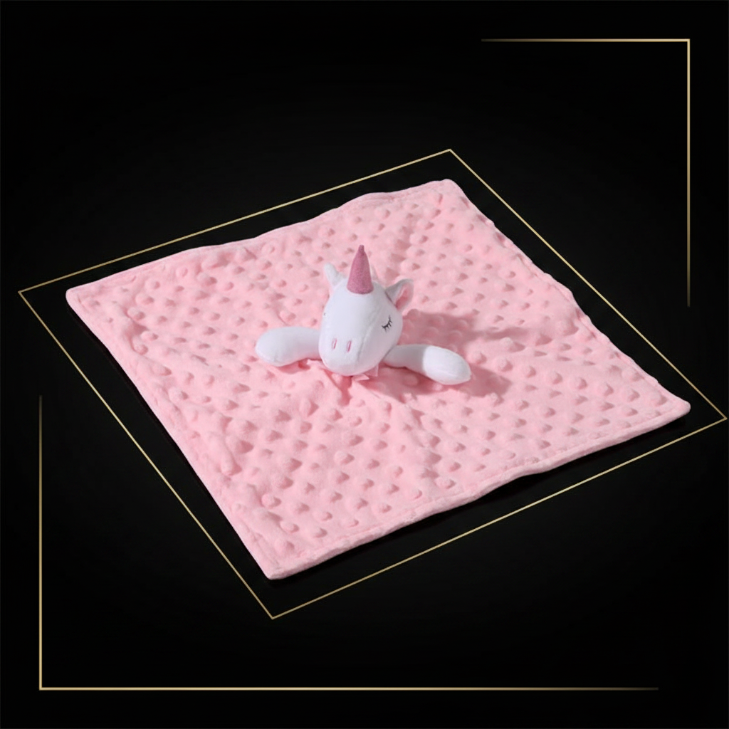 Pink unicorn comfort blanket 36x36cm