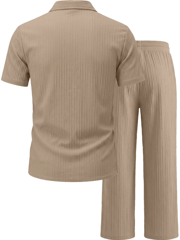 PHANTAZ Men's Textured Summer Co-ord Set
