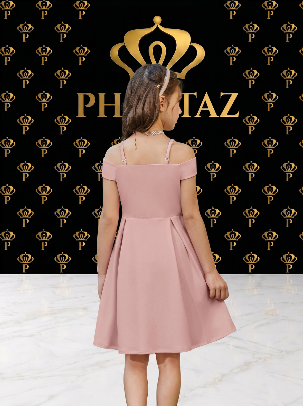 Girls Pink Cold Shoulder Party Dress Sleeveless A-Line Wedding Occasion UK | PHANTAZ