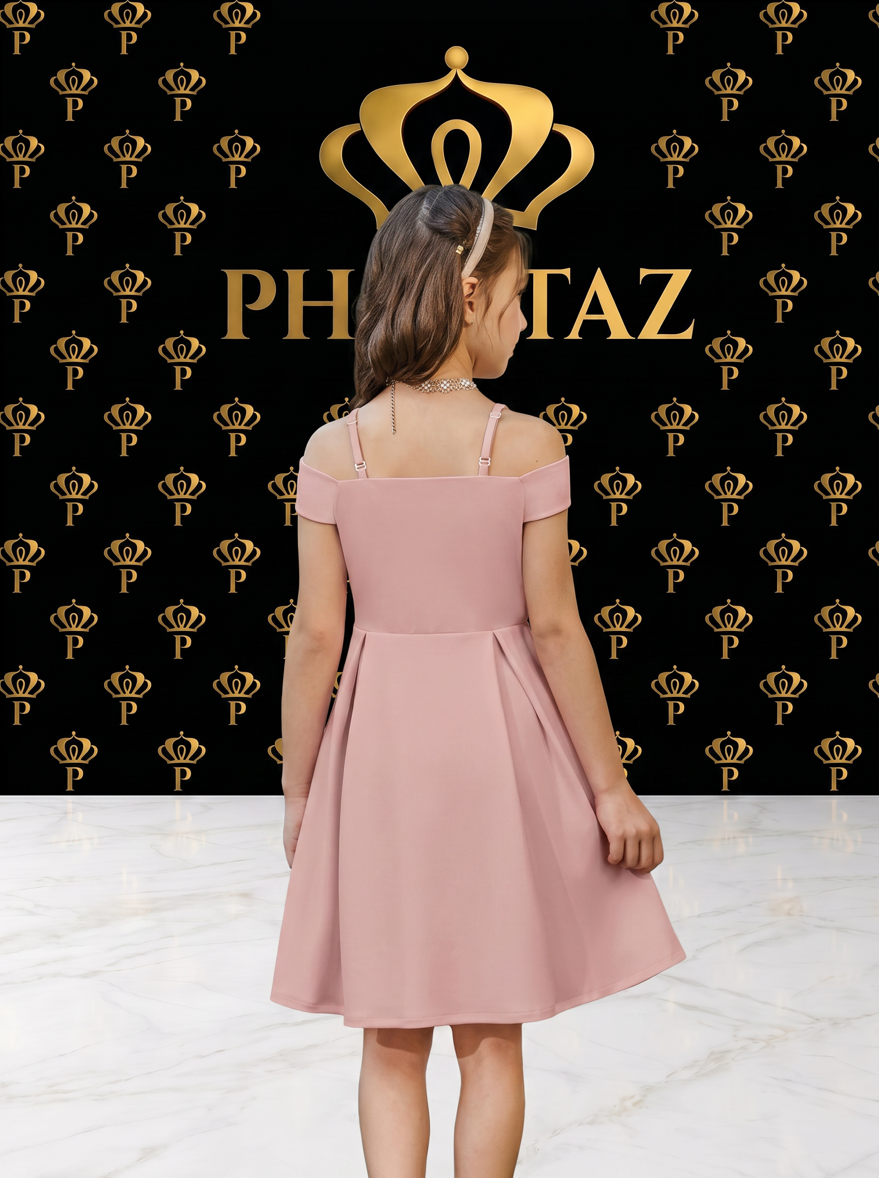 Girls Pink Cold Shoulder Party Dress Sleeveless A-Line Wedding Occasion UK | PHANTAZ