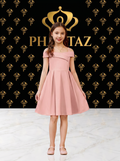 Girls Pink Cold Shoulder Party Dress Sleeveless A-Line Wedding Occasion UK | PHANTAZ