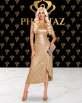 Maxi Dress  Gold Sparkly Sequin Cocktail & Formal Evening Gown